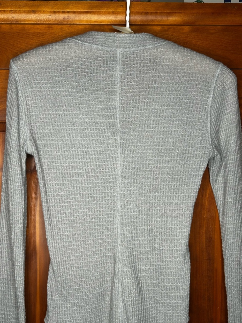 Intimately by Free People One of the Girls Long Sleeve Gray Waffle Knit Henley - Picture 6 of 13
